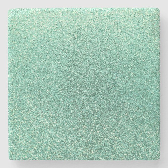 Seafoam grüner Glitter Steinuntersetzer (Vorderseite)