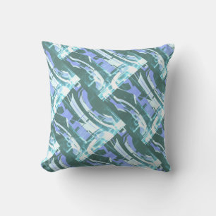 Seafoam Lavender White Gray Green Diagonal Motif Kissen