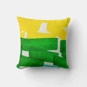 Seafoam Lilac Boho Hand Drawn Stroke. Fuchsia Hot  Kissen