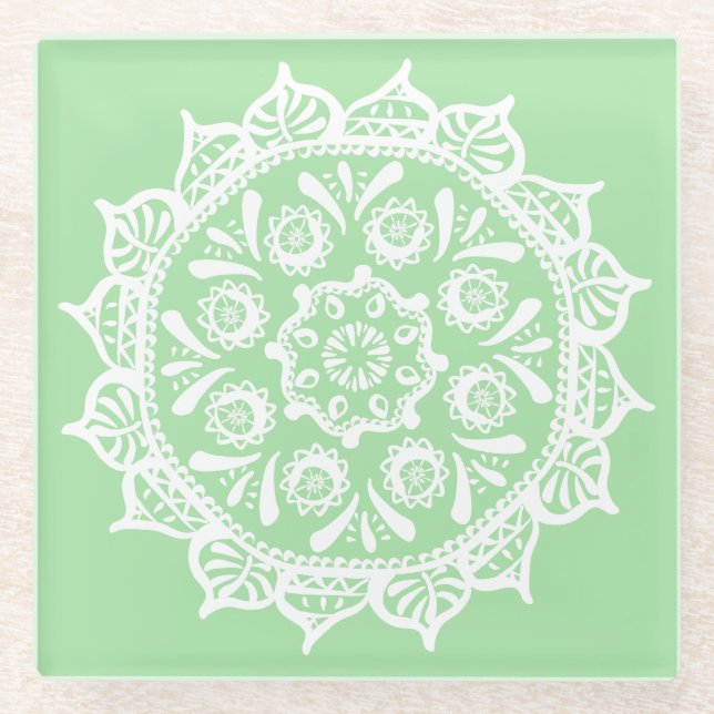 Seafoam Mandala Glasuntersetzer (Vorderseite)