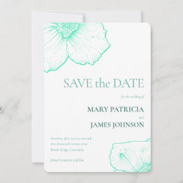 Seafoam Moderne Minimalistische botanische Hochzei Save The Date