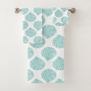 Seafoam Seashell-Muster Badhandtuch Set