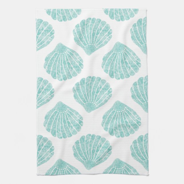 Seafoam Seashell Pattern Geschirrtuch (Vertikal)