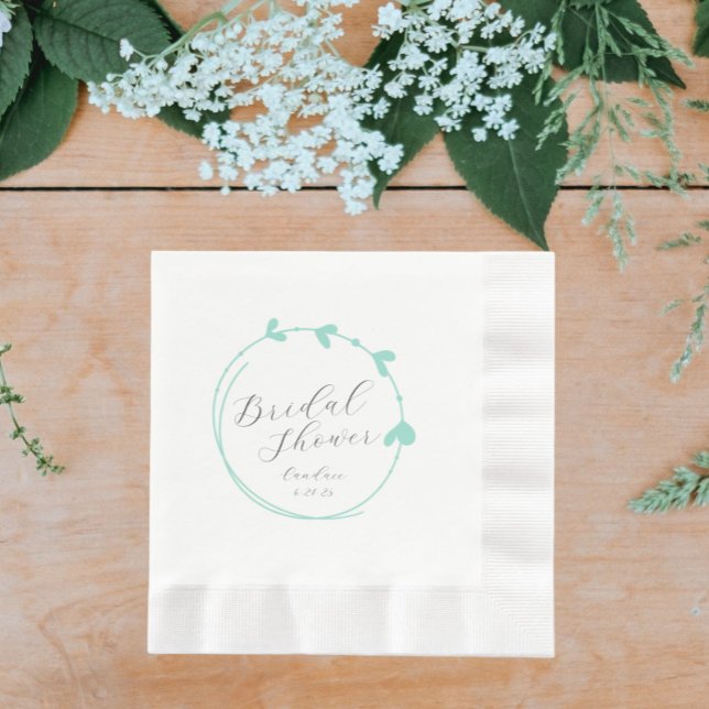 Seafoam Simple Heart Wreath Brautparty Serviette (In Situ Wedding)