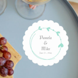 Seafoam Simple Heart Wreath Wedding Untersetzer
