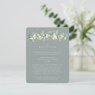 Seafoam Snowberry+Eukalyptus Hochzeitempfang Begleitkarte