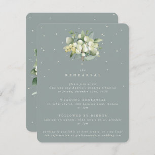 Seafoam Snowberry+Eukalyptus Wedding Probe Begleitkarte