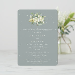 Seafoam Snowberry+Eukalyptus Wedding Probe Einladung