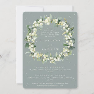 Seafoam Snowberry+Eukalyptus Wedding Probe Einladung