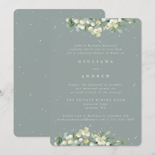 Seafoam Snowberry+Eukalyptus Wedding Probe Einladung
