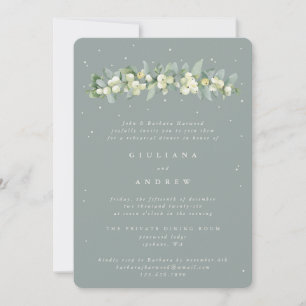 Seafoam Snowberry+Eukalyptus Wedding Probe Einladung