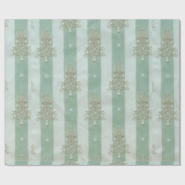 Seafoam Stiped Velvet-Look Diamond Trees Geschenkpapier