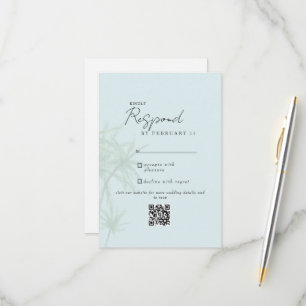 Seafoam Tropical Modern Wedding QR Code UAWG II RSVP Karte