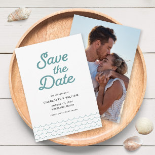 Seafoam Waves mit Ihrem Foto Save the Date Karte