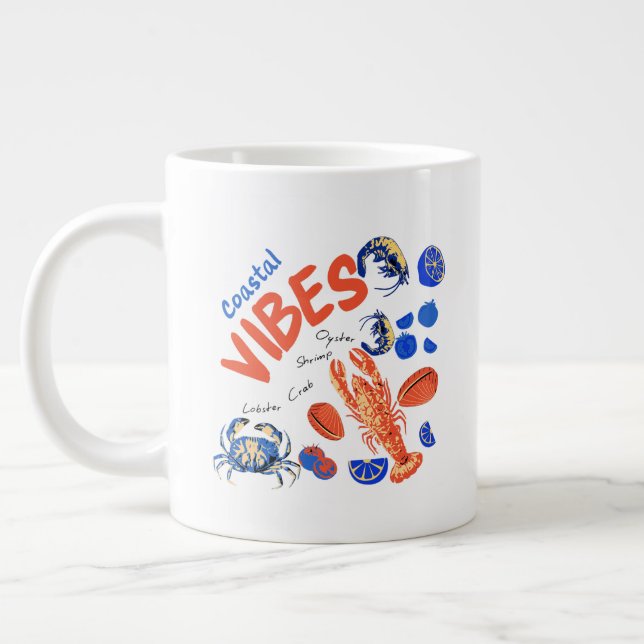 Seafood Beach Fisherman Ocean Tropical Quote  Jumbo-Tasse (Links)
