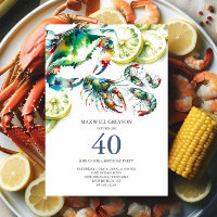Seafood Boil 40. Geburtstag Einladungen