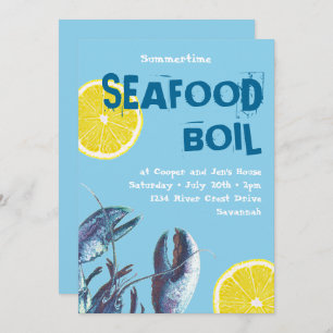 Seafood Boil Blue Lobster und Lemon Einladung