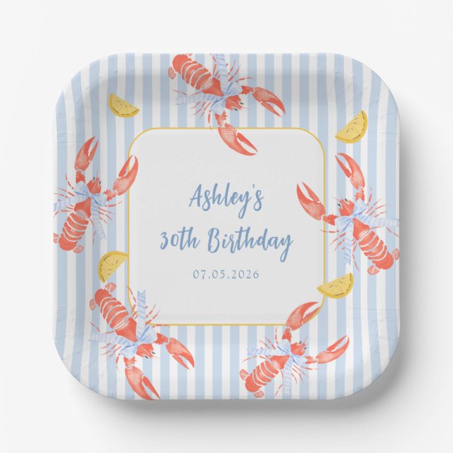 Seafood Boil Lobster Bake Birthday Paper Plates Pappteller (Vorderseite)
