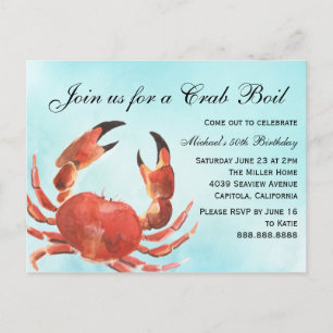 Seafood Crail Boil Sommer Geburtstagsparty Einladungspostkarte
