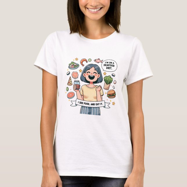  "Seafood Feast – See Food, Eat Food"woman t shirt (Vorderseite)