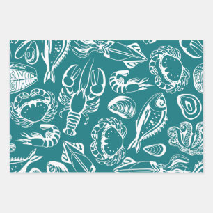 Seafood Lover Pattern Geschenkpapier Set