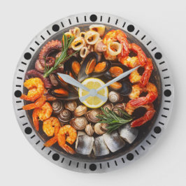 Seafood Platter Große Wanduhr