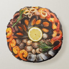Seafood Platter Rundes Kissen