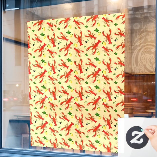 Seafood Restaurant Lobster Pattern Large Fensteraufkleber (Café-Fenster)