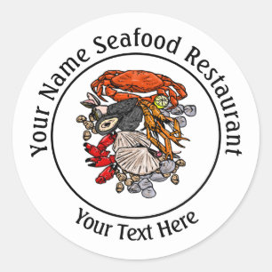 Seafood Shellfish Crab Restaurant Logo Custom 3" Runder Aufkleber