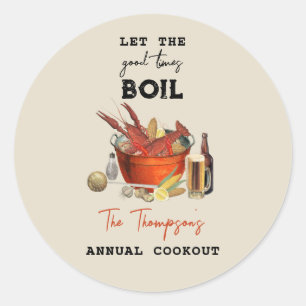 Seafood Summer Annual Crawfish Boil Party Runder Aufkleber