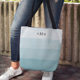 Seaglass Aqua Watercolor Ombre Monogram