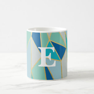 Seaglass Geometric Monogram Tasse
