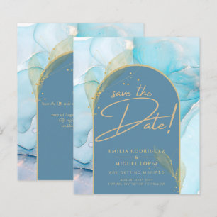 Seaglass INK Aquamarin Aqua Blue Gold Hochzeitstag