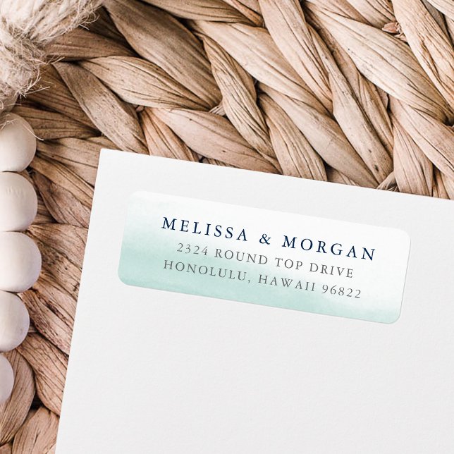 Seaglass Tides Coastal Watercolor Rücksendeadresse (Von Creator hochgeladen)