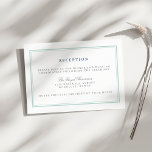 Seaglass Tides Wedding Reception Begleitkarte<br><div class="desc">Diese schlichte und schicke Hochzeitskarte wurde entworfen, um sich mit unserer Hochzeitseinladung von Seaglass Tides abzustimmen. Sie ist die perfekte Möglichkeit, Ihre Empfang-Details mit den Gästen zu teilen, ohne Ihre Haupteinladung zu übertreffen. Das Design zeichnet sich durch eine doppelte Grenze von hellgrün, mit eleganten Blöcken und Schriftzeichen in weichem Grau...</div>