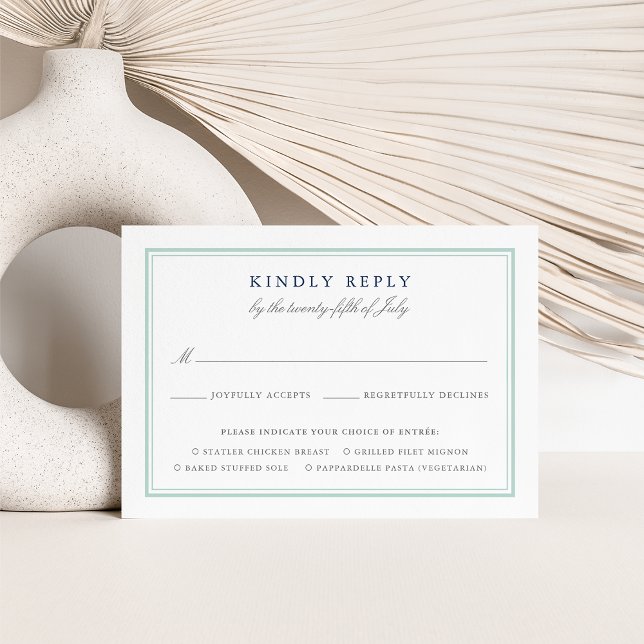 Seaglass Tides Wedding RSVP Card mit Speisekarte Karte (Von Creator hochgeladen)