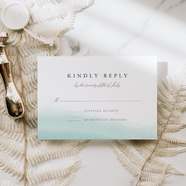 Seaglass Tides Wedding RSVP Karte (Von Creator hochgeladen)