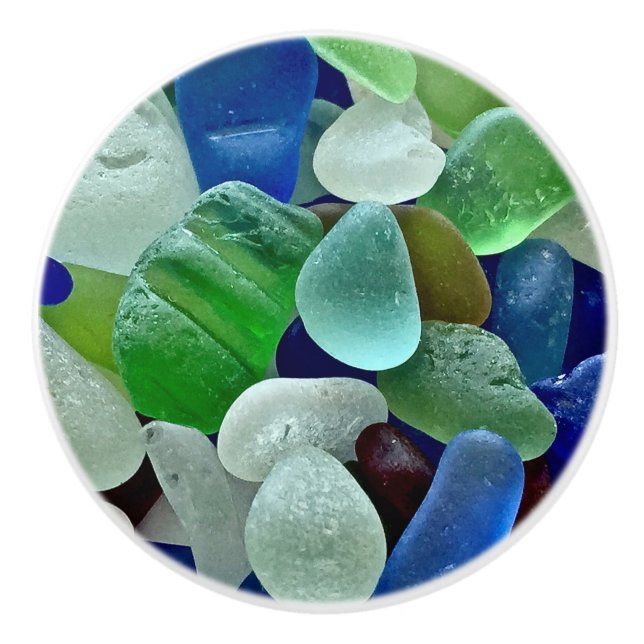 Seaglass Türknauf - Keramik Strand Wohngestaltung Keramikknauf (Vorderseite)