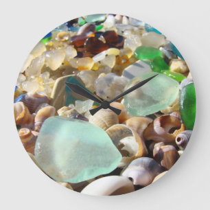 Seaglass Wall ucks umgeht Muscheln Strandküste Große Wanduhr