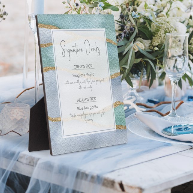 Seaglass Wasserfarbe Signature WedgeDrink Zeichen Fotoplatte (Von Creator hochgeladen)