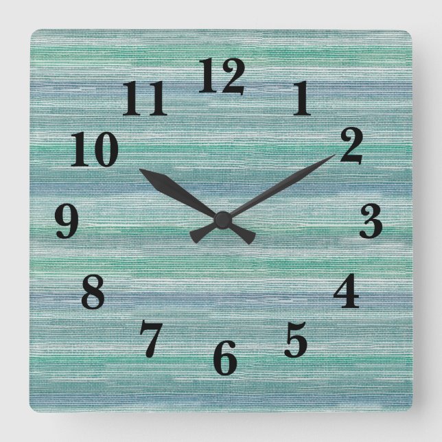 Seagrass Textur Beach Decor Quadratische Wanduhr (Vorderseite)