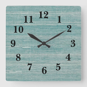 Seagrass Texture Beach Deco Square Wall Uhr