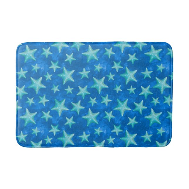 Seagreen Navy Starfish Summer Beach Nautic Badematte (Vorderseite)