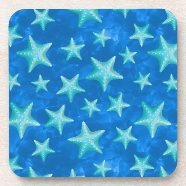 Seagreen Navy Starfish Summer Beach Nautic Getränkeuntersetzer (Vorderseite)