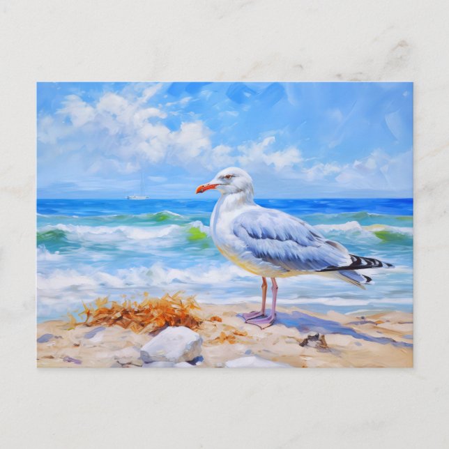 Seagul am Strand des baltischen Meeres. Impression Postkarte (Vorderseite)