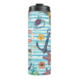 Seagul Starfish Pattern Thermosbecher