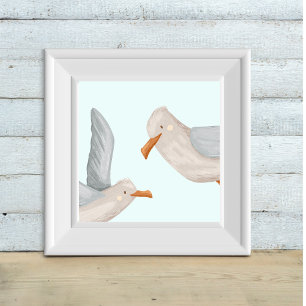 Seagull-Abenteuer - Kinder-Küsten-Kunstprint Poster