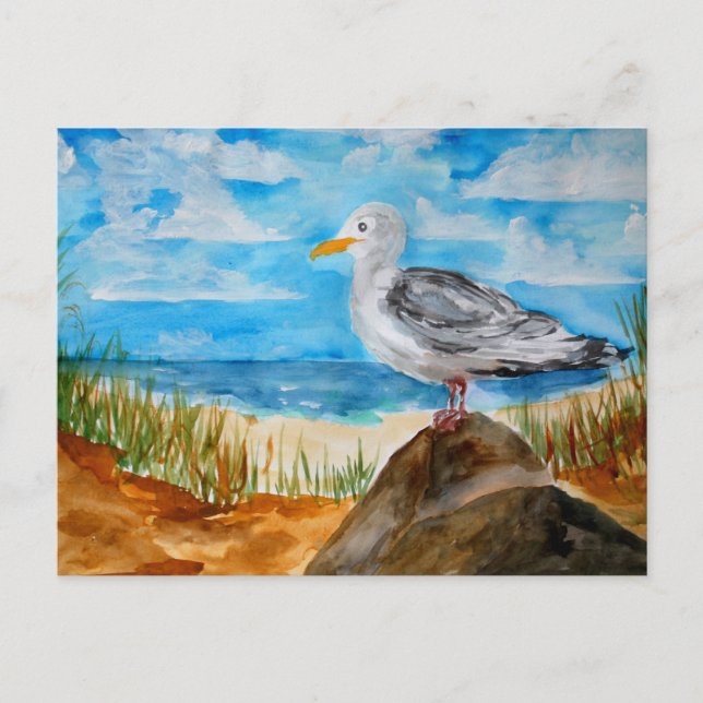 Seagull am Strand Postkarte (Vorderseite)