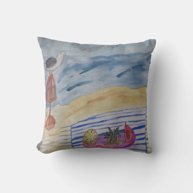 Seagull am Strandpolster Kissen (Vorderseite)
