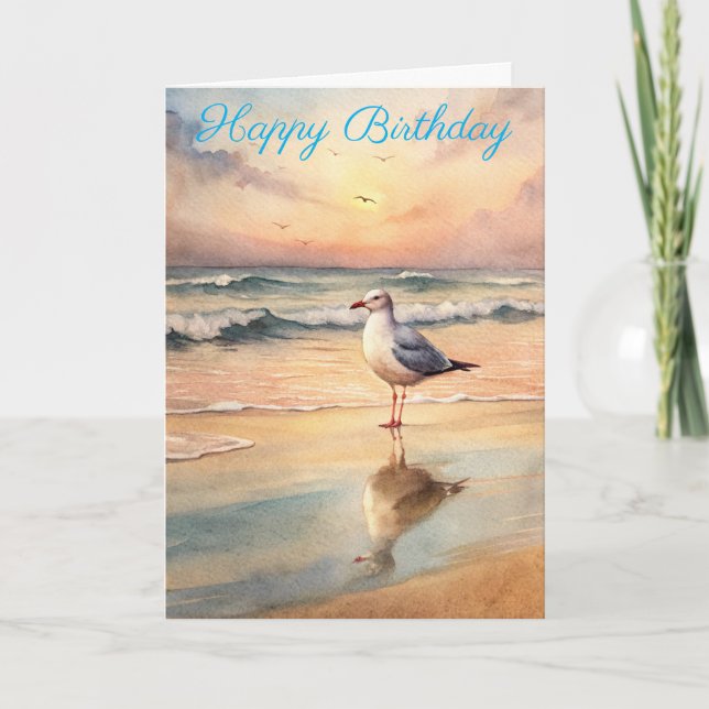 Seagull auf der Beach Birthday Card Karte (Vorderseite)